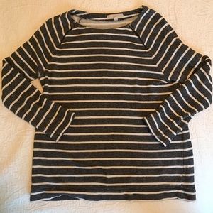 Loft Gray Striped Zip Sweater